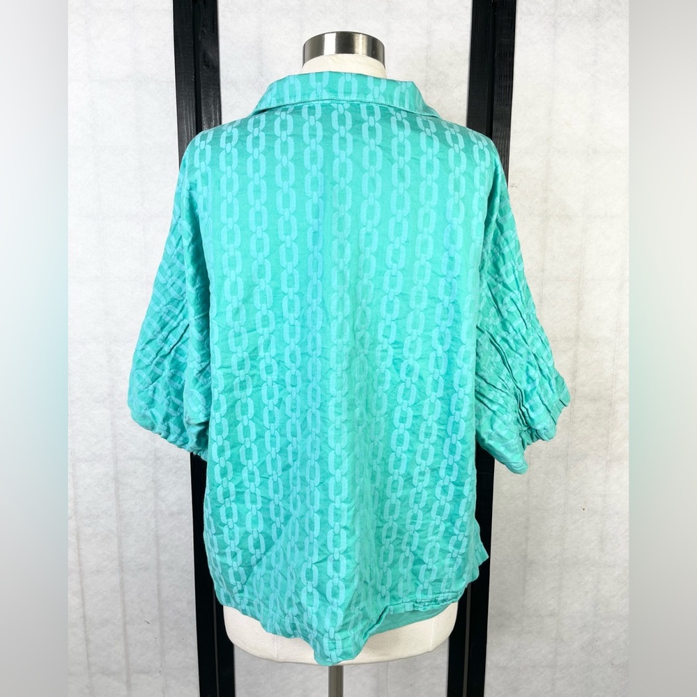 Emily McartyTeal poppy top Women's blouse Large - Picture 3 of 8